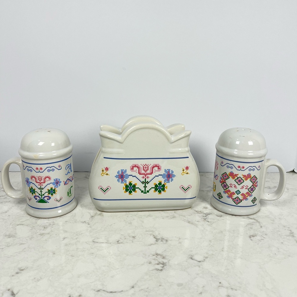 Vintage Napkin Holder with salt and pepper shakers